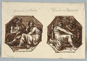 Mars and Juno; Mercury and Diana set in Diagonal Composition