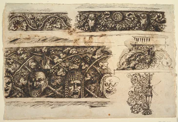 Three Friezes; A Base; An Ornament