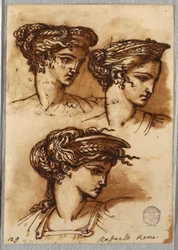 Three Studies of a Head with Diadem and Braided Hair, after Raphael