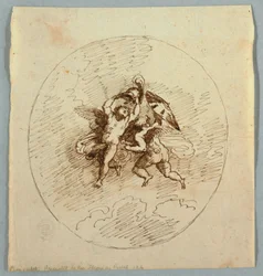 Two Flying Putti with Weapons