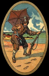 Robinson Crusoe: Illustration by Felician Myrbach Rheinfeld for the Book of Daniel Defoe Robinson Crusoe. No Date. About 1934