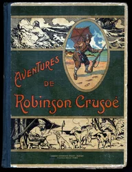 Book cover Robinson Crusoe: Illustration by Felician Myrbach for the Book of Daniel Defoe 