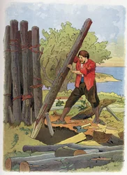 Robinson Crusoe built his first home