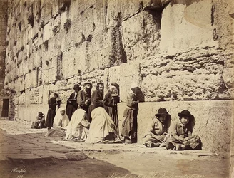 A Group of Israelites Praying at the Wailing Wall, Jerusalem