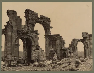 Entrance to The Great Colonnade, Palmyra, c.1875 (albumen print)