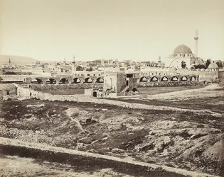 Panoramic View of a Populated Area with a Mosque, in Israel