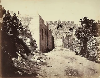 View of a Section of the City Walls and the House of Saint Anne, in Jerusalem