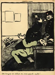 A policeman hits a man with a bottle in a police station, from 