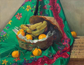 Basket of tangerines and bananas