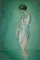 Bather in Profile, Effect of Green and Pink