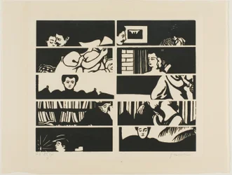 Cancellation Sheet, Fragments of Ten Woodblocks from Intimacies