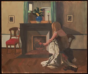 Interior with a Woman in a Nightgown