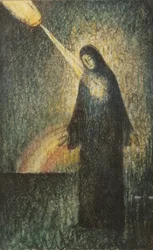 A Woman Lit by a Rainbow