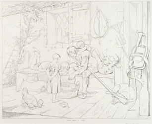 Rip Amusing Children (Rip Van Winkle, illustration)