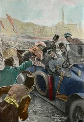 Assassination of Franz Ferdinand (1863-1914) Archduke of Austria, and his wife Sophie in Sarajevo
