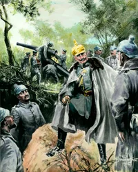 Portrait of Emperor William II visiting an artillery post