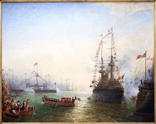 Toulon, visit of President Emile Loubet to the French and Italian wings in April 1901. Painting by Felix Ziem
