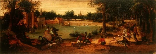 The Boar Hunt (one of a pair of landscapes)