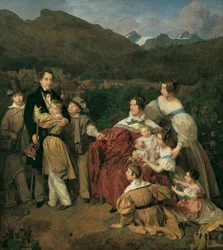 The Notary Dr. Josef August Eltz with His Wife Caroline, née Schaumburg, and Their Eight Children in Ischl
