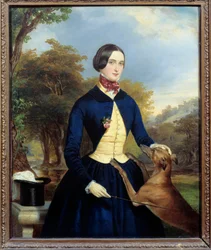 Portrait of a woman in an Amazon with her dog