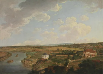 View from Aschaffenburg Castle toward the Breakfast Temple and the Capuchin Monastery (Aschaffenburg Cycle)
