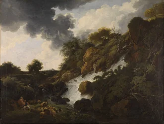 Mountain Landscape with Waterfall