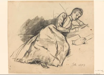 Young Woman Reading on a Sofa