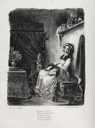 Illustrations for Faust: Marguerite with the Wheel, 1828