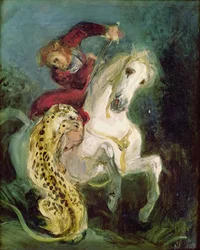 Jaguar Attacking a Horseman