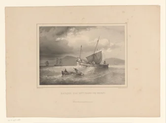 Stranded Brig Among High Waves