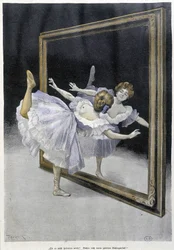 Classical dance: dancer doing exercises in front of a mirror - n.d., German doc.