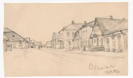Street in Oszmiana; verso: sketch of a door
