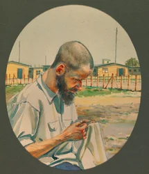 Professor Schlosser Hanging Up His Laundry at Gustrow