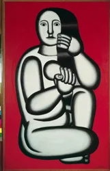 Female Nude on Red Background