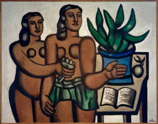 Two Women with Blue Vase