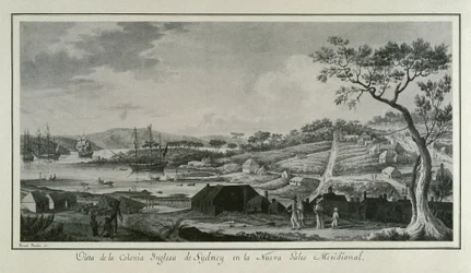 Drawing illustrating the scientific expedition of Alejandro Malaspina