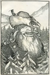 Fables: The Giant. Illustration by Filiberto Scarpelli for "The Crystal Mountain" from a collection of fables by the Brothers Grimm