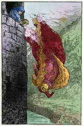 Illustration by Filiberto Scarpelli for the fable "Dwarves in the Wood" from a collection of fables by the Brothers Grimm "Snow White and Other Tales"