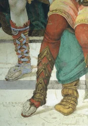 Detail of footwear, St Philip the Apostle in front of the Temple of Mars in Hierapolis