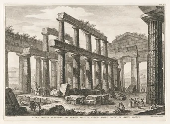 Another Interior View of the Hexastyle Hypaethral Temple from the South, from Antiquities of Paestum