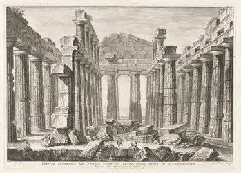 Interior View of the Hexastyle Hypaethral Temple from the North, from Antiquities of Paestum
