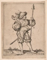 Soldier in Profile Holding a Pike, from Capricci e habiti militari