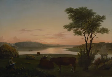 New England Inlet with Self-Portrait