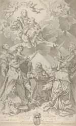 Patron Saints of Bologna Looking Upwards at the Virgin Who is Seated in the Clouds