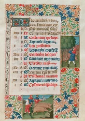 Calendar depicting November, Acorns and Herds of Pigs