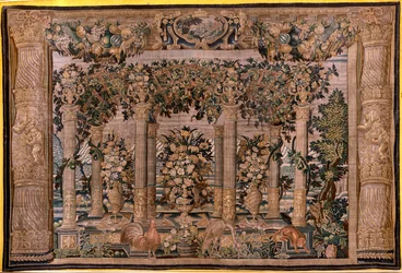Flemish Tapestry. Series Galleries with Animals or Galleries of Espaliers. Second of the Series. Silk and Wool. 17th Century.