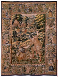 Flemish Tapestry. Series Story of Cyrus. Combat between Two Warriors and the Death of Cyrus. Anonymous, Based on Michiel Coxcie. Atelier Antwerp. Ca 1590.
