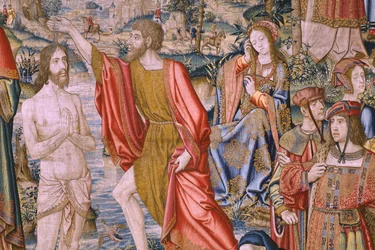 Flemish tapestry. Series The History of Saint John the Baptist: The Baptism of Christ. Brussels atelier. 1515-1520