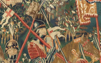 Parish museum of tapestries. Flemish tapestry. Conquest of Tanger. Series Conquests of king Alfonso I of Portugal. Tournai. Wool and silk