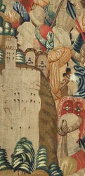 Parish museum of tapestries. Flemish tapestry. Conquest of Tanger. Series Conquests of king Alfonso I of Portugal. Tournai